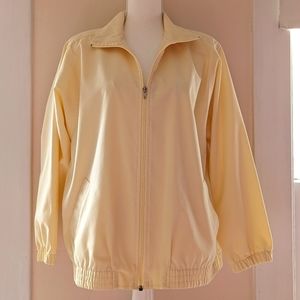 Vintage full zip Spring jacket light yellow pastel oversized grandmacore medium